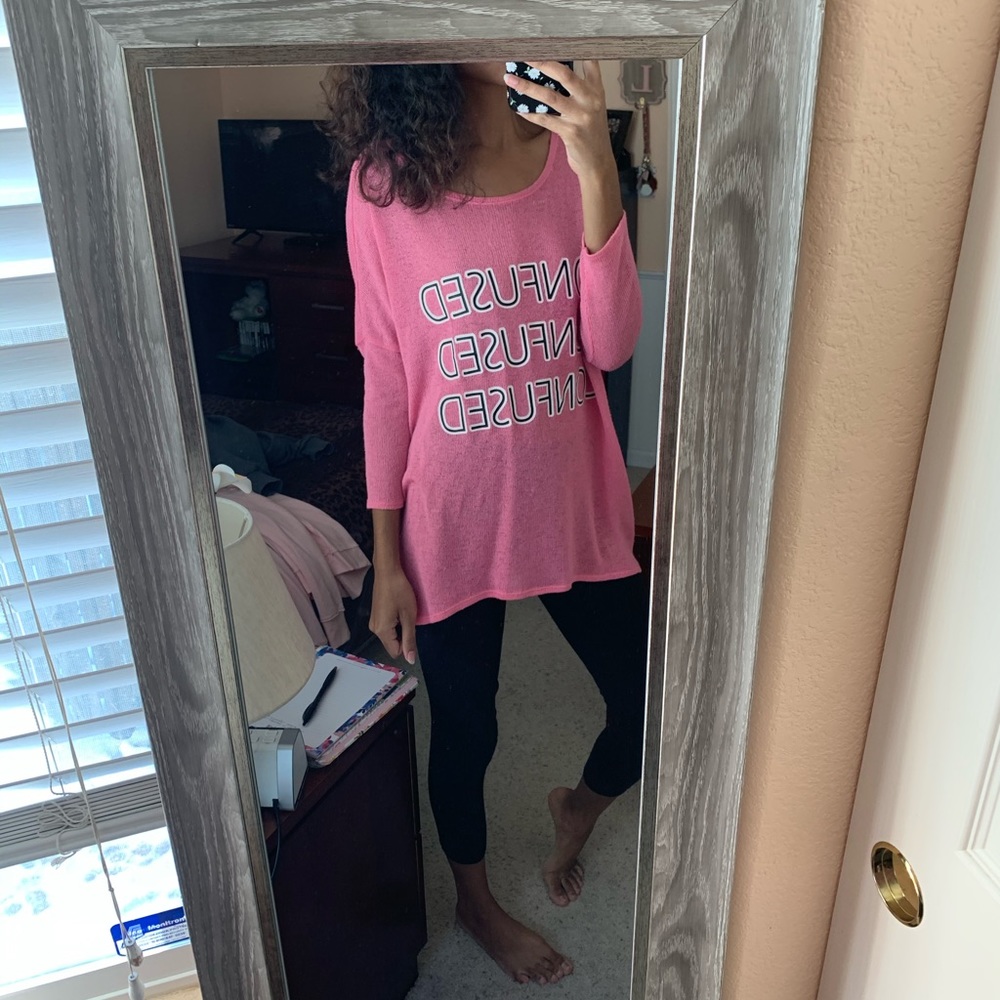 Comfy 3/4 Sleeve Oversized Pink Tee